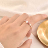 خاتم قابل للتعديل من الفضة الإسترلينية عيار 925 مرصع بحجر أوبال دائري الشكل من الزركونيوم المكعب