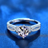 خاتم نسائي دائري من الفضة الإسترلينية عيار 925 قابل للتعديل من مويسانيتي بيبي سبيث