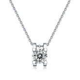 Simple Four Claw Moissanite CZ 925 Sterling Silver Necklace - Mystical Gems Stones