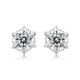Girl Moissanite CZ Snowflake 925 Sterling Silver Stud Earrings - Mystical Gems Stones