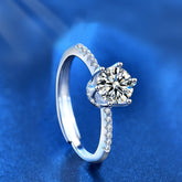 خاتم أنيق من الفضة الإسترلينية عيار 925 قابل للتعديل مرصع بتاج من حجر الموزانيت المستدير