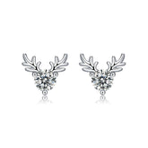 Graduation Moissanite CZ Deers 925 Sterling Silver Stud Earrings - Mystical Gems Stones