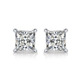 Simple Geometry Moissanite CZ Baguette 925 Sterling Silver Stud Earrings - Mystical Gems Stones