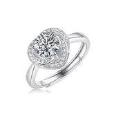 خاتم وصيفة العروس من الفضة الإسترلينية عيار 925 على شكل قلب مرصع بأحجار الموزانيت غير المنتظمة، قابل للتعديل