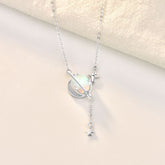 قلادة أنيقة من الفضة الإسترلينية عيار 925 مرصعة بحجر القمر الطبيعي ونجمة الكوكب