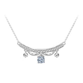 Elegant Moissanite CZ Lace Drop Tassels 925 Sterling Silver Necklace - Mystical Gems Stones
