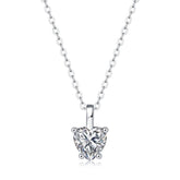 Casual Moissanite CZ Heart Dangle 925 Sterling Silver Necklace - Mystical Gems Stones