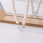 قلادة من الفضة الإسترلينية عيار 925 مرصعة باللؤلؤ على شكل سهم على شكل قلب بمناسبة الذكرى السنوية