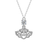 Girl Hollow Moissanite CZ Skirt 925 Sterling Silver Necklace - Mystical Gems Stones