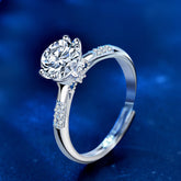 New Moissanite CZ Butterfly 925 Sterling Silver Adjustable Ring