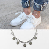 خلخال قدم مزدوج الطبقات من الفضة الإسترلينية 925 على شكل حبة فضية أنيقة