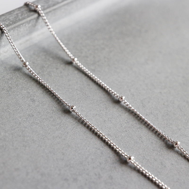 Simple Mini Beads Curb Chain 925 Sterling Silver Anklet