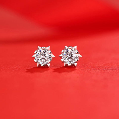 Girl Moissanite CZ Snowflake 925 Sterling Silver Stud Earrings - Mystical Gems Stones