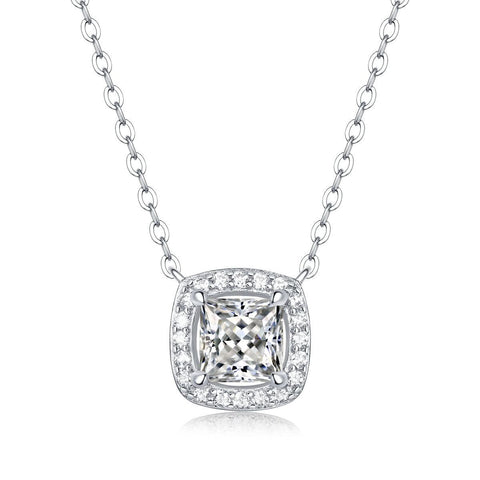 Bridesmaid Square Moissanite CZ Geometry 925 Sterling Silver Necklace - Mystical Gems Stones