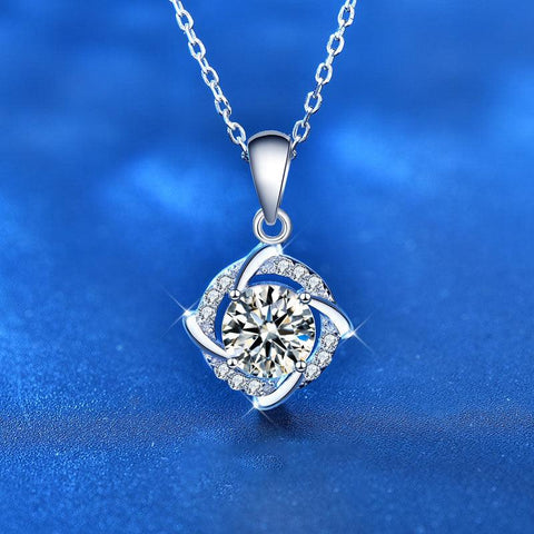 Friend's Moissanite CZ Windmill 925 Sterling Silver Necklace - Mystical Gems Stones