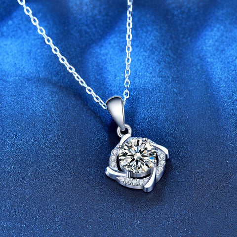 Friend's Moissanite CZ Windmill 925 Sterling Silver Necklace - Mystical Gems Stones