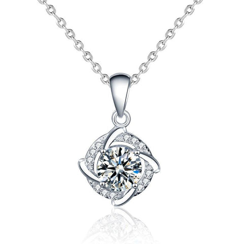 Friend's Moissanite CZ Windmill 925 Sterling Silver Necklace - Mystical Gems Stones