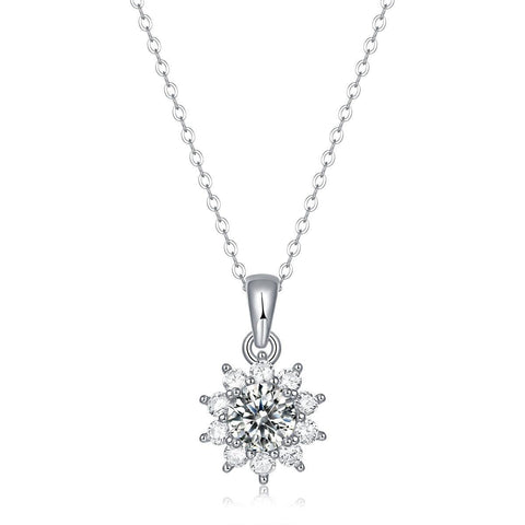 Sweet Moissanite CZ Snowflake New 925 Sterling Silver Necklace - Mystical Gems Stones