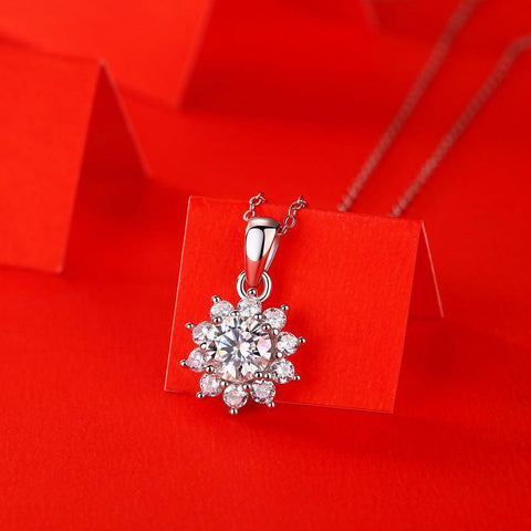 Sweet Moissanite CZ Snowflake New 925 Sterling Silver Necklace - Mystical Gems Stones