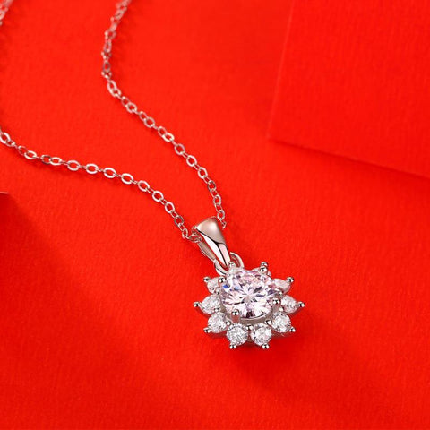 Sweet Moissanite CZ Snowflake New 925 Sterling Silver Necklace - Mystical Gems Stones