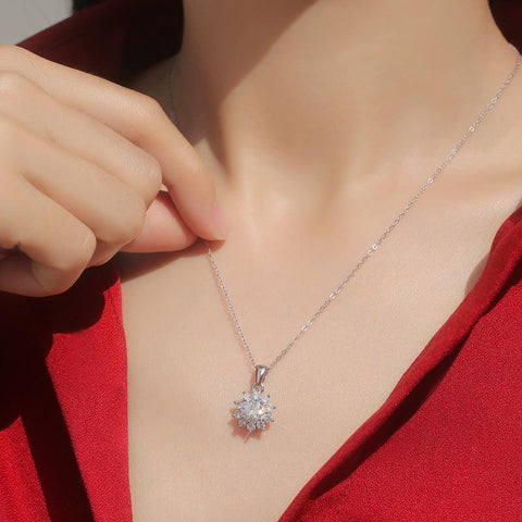 Sweet Moissanite CZ Snowflake New 925 Sterling Silver Necklace - Mystical Gems Stones