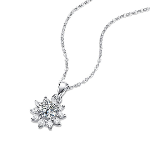 Sweet Moissanite CZ Snowflake New 925 Sterling Silver Necklace - Mystical Gems Stones