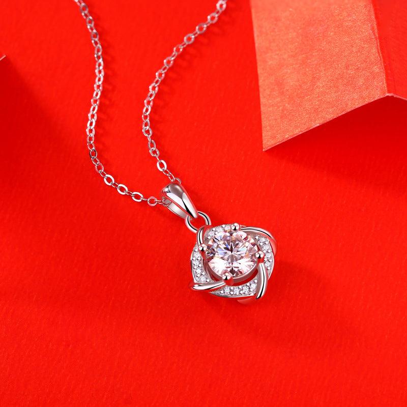 Elegant Moissanite CZ Rhombus 925 Sterling Silver Necklace - Mystical Gems Stones