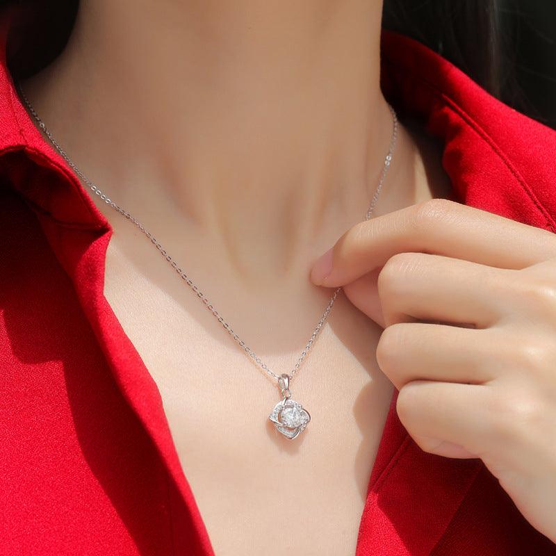 Elegant Moissanite CZ Rhombus 925 Sterling Silver Necklace - Mystical Gems Stones