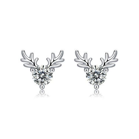 Graduation Moissanite CZ Deers 925 Sterling Silver Stud Earrings - Mystical Gems Stones