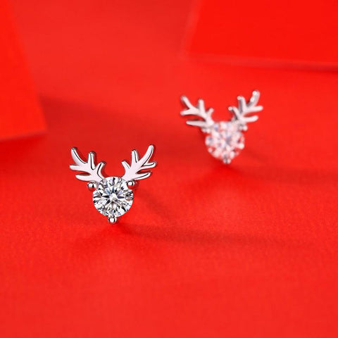 Graduation Moissanite CZ Deers 925 Sterling Silver Stud Earrings - Mystical Gems Stones