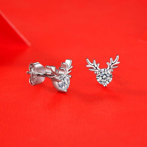 Graduation Moissanite CZ Deers 925 Sterling Silver Stud Earrings - Mystical Gems Stones