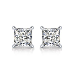 Simple Geometry Moissanite CZ Baguette 925 Sterling Silver Stud Earrings - Mystical Gems Stones