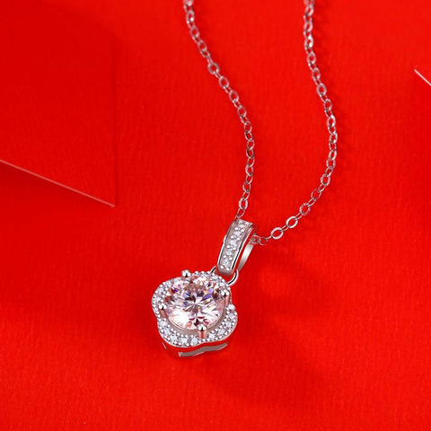 Sweet Moissanite CZ Four Petal Flower 925 Sterling Silver Necklace - Mystical Gems Stones