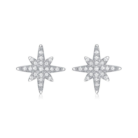 Girl Shining Moissanite CZ Meteor Star 925 Sterling Silver Stud Earrings - Mystical Gems Stones