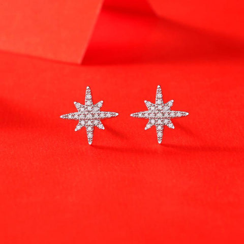 Girl Shining Moissanite CZ Meteor Star 925 Sterling Silver Stud Earrings - Mystical Gems Stones