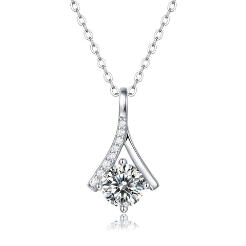 Party Moissanite CZ V Letter 925 Sterling Silver Necklace - Mystical Gems Stones