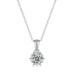 Promise Moissanite CZ Snowflake Rolo Chain 925 Sterling Silver Necklace - Mystical Gems Stones