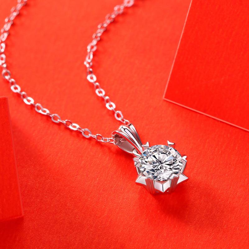 Promise Moissanite CZ Snowflake Rolo Chain 925 Sterling Silver Necklace - Mystical Gems Stones