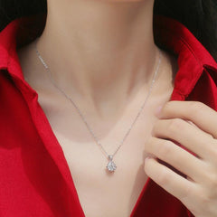 Promise Moissanite CZ Snowflake Rolo Chain 925 Sterling Silver Necklace - Mystical Gems Stones