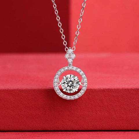 Party Dancing Moissanite CZ Circle 925 Sterling Silver Necklace - Mystical Gems Stones