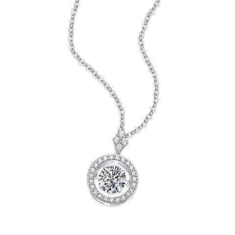 Party Dancing Moissanite CZ Circle 925 Sterling Silver Necklace - Mystical Gems Stones