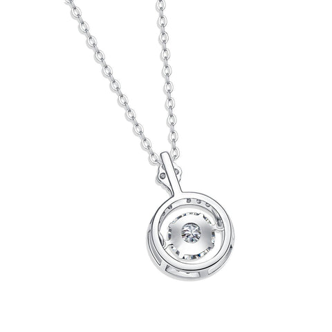 Party Dancing Moissanite CZ Circle 925 Sterling Silver Necklace - Mystical Gems Stones