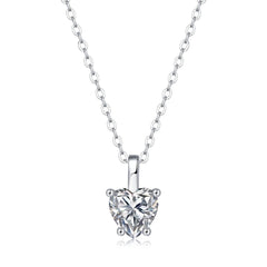 Casual Moissanite CZ Heart Dangle 925 Sterling Silver Necklace - Mystical Gems Stones