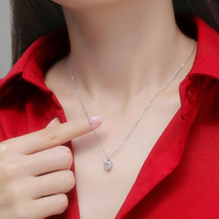 Casual Moissanite CZ Heart Dangle 925 Sterling Silver Necklace - Mystical Gems Stones