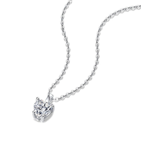 Casual Moissanite CZ Heart Dangle 925 Sterling Silver Necklace - Mystical Gems Stones