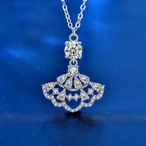 Girl Hollow Moissanite CZ Skirt 925 Sterling Silver Necklace - Mystical Gems Stones