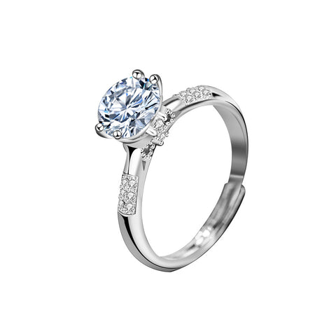 New Moissanite CZ Butterfly 925 Sterling Silver Adjustable Ring