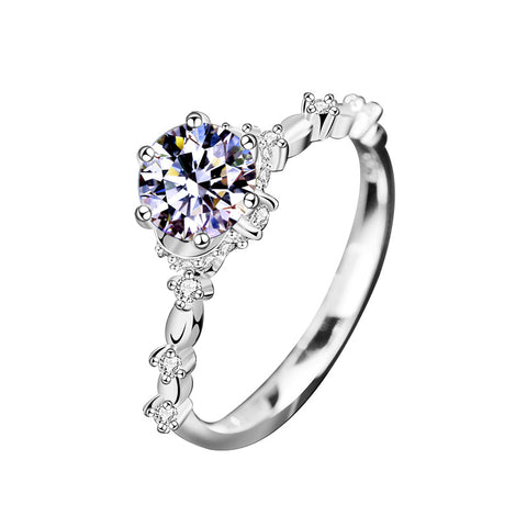 Beautiful 1ct Moissanite CZ Bouquet Flower 925 Sterling Silver Ring