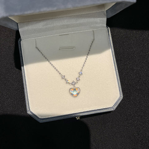 Girl Shining CZ Heart Love 925 Sterling Silver Necklace