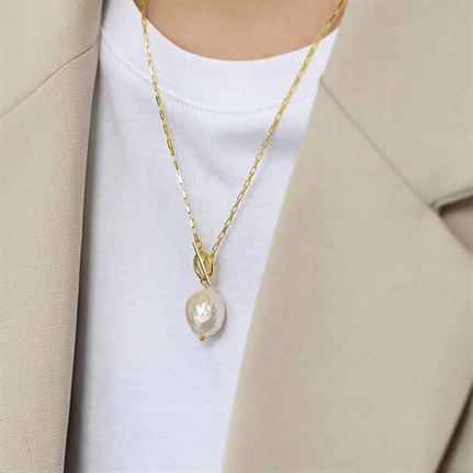 Fashion Irregular Natural Pearl 925 Sterling Silver Necklace